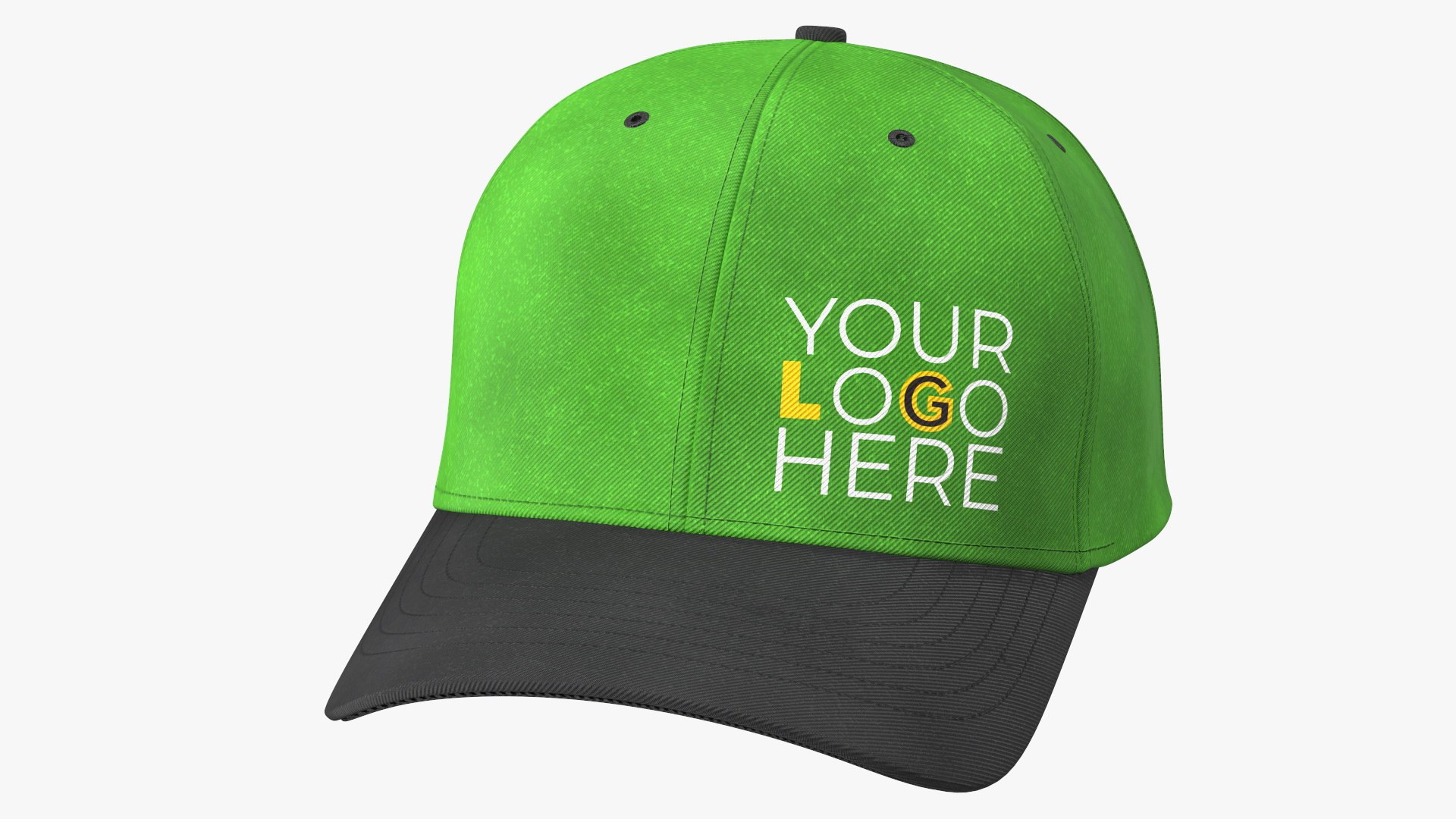 Cap Cotton Green Black Your Logo 3D model preview