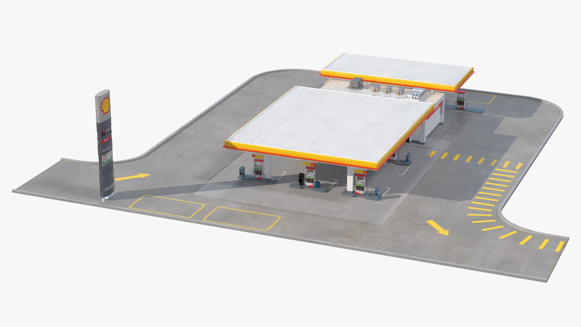Shell Petrol Station Large 3D model preview