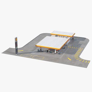 Shell Petrol Station Large 3D model