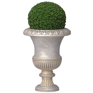 Boxwood in a classical vase for facade decoration 3D model