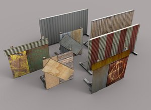 3d model set apocalyptic worn