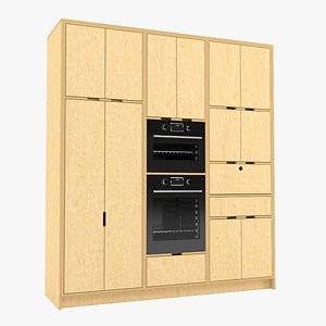 Plywood Kitchen Cupboard 04 3D