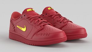 Air Jordan 1 Low Method of Make Gym Red Metallic Gold 3D