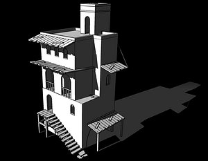 vivienda 3 niveles antigua 3D model