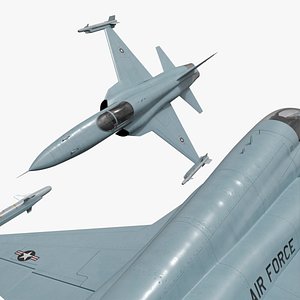 USAF Military Interceptor Aircraft in Flight Simplified
