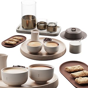 3D 432 eat and drinks decor set 10 coffee  water carafe kit serving 01 model