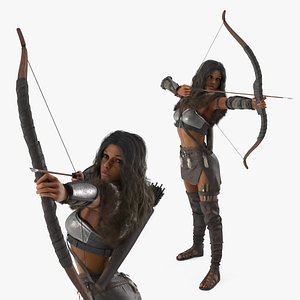 3D Warrior Woman Archer with Bow model