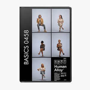 3D Basics0458 - A set containing 5 models of male and female adults sitting in casual attire in home se model
