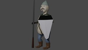 3D Spearman Character Lowpoly