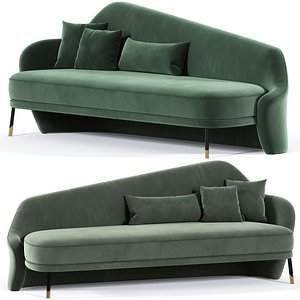 Bhutan Olive Velvet Daybed by Javier Gomez 3D model