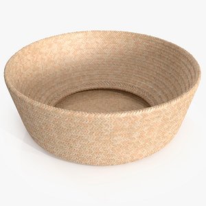 Folded Wicker Storage Basket 3D model
