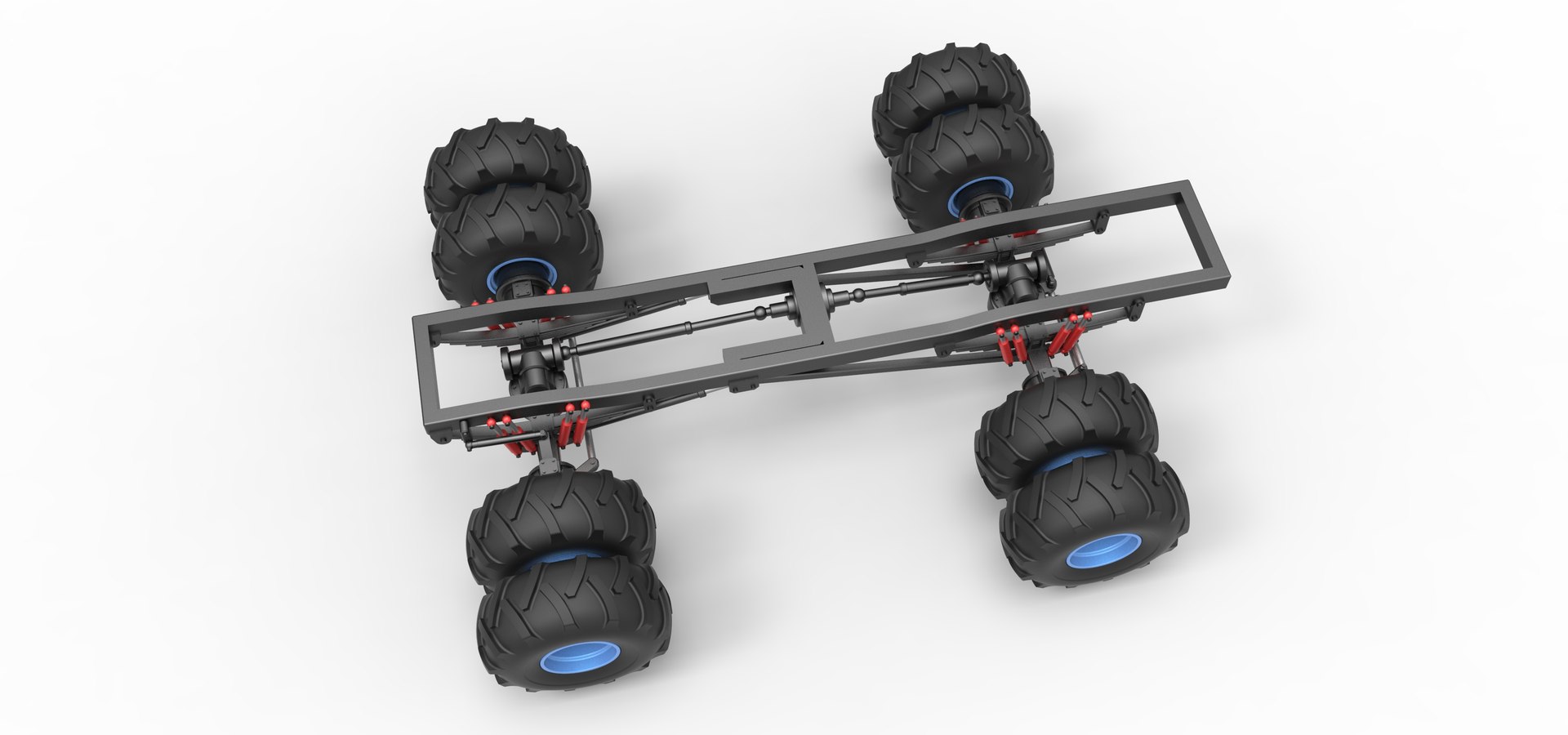 3D Chassis Of Pulling Truck With Double Wheels Scale 1 To 25 Model ...