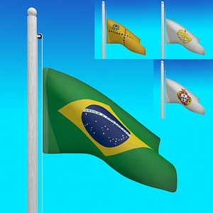 3d model flags brazil -