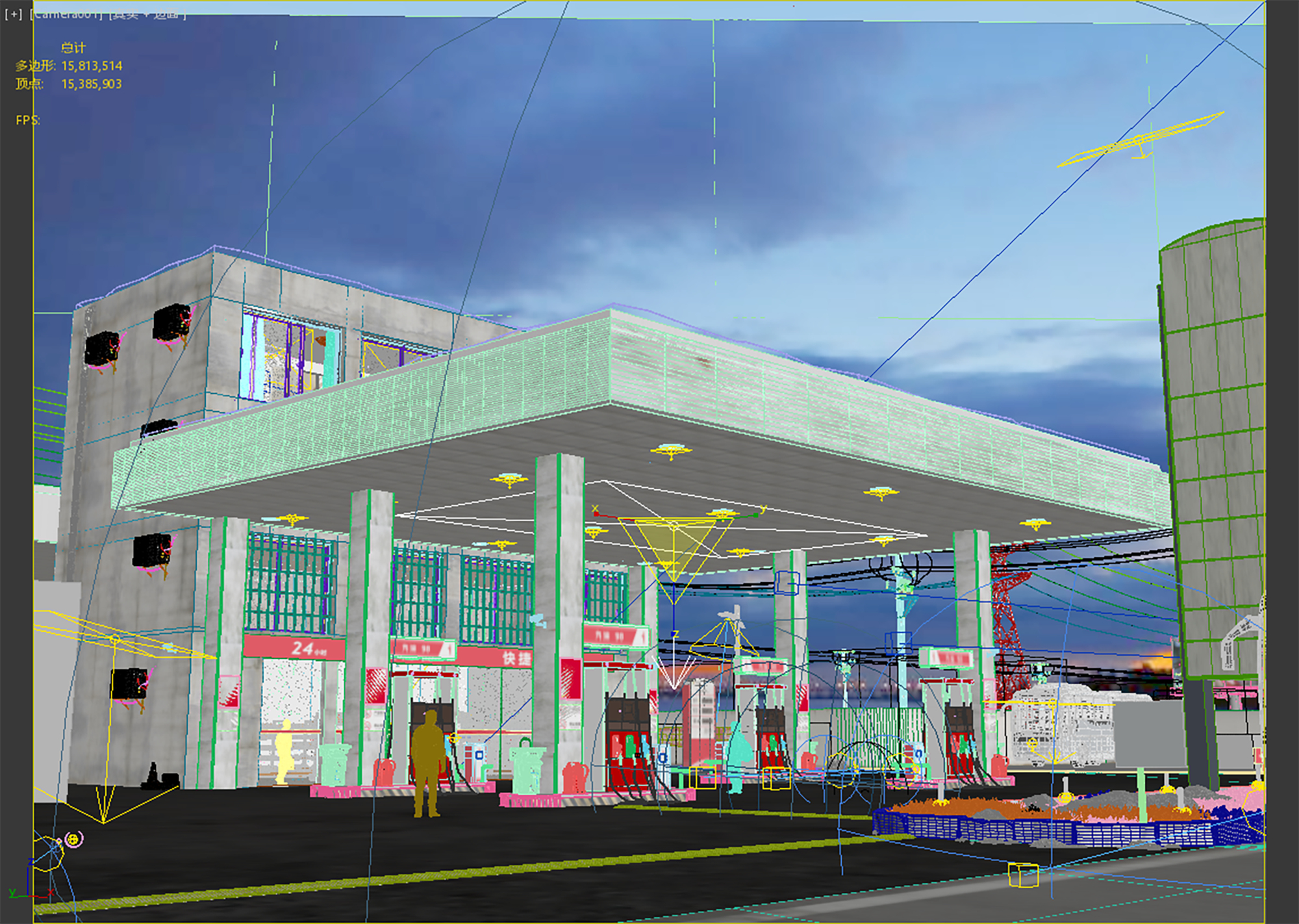 Gas station China Petroleum Sinopec model TurboSquid 1773772