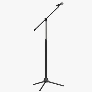 Microphone on boom stand 3D model