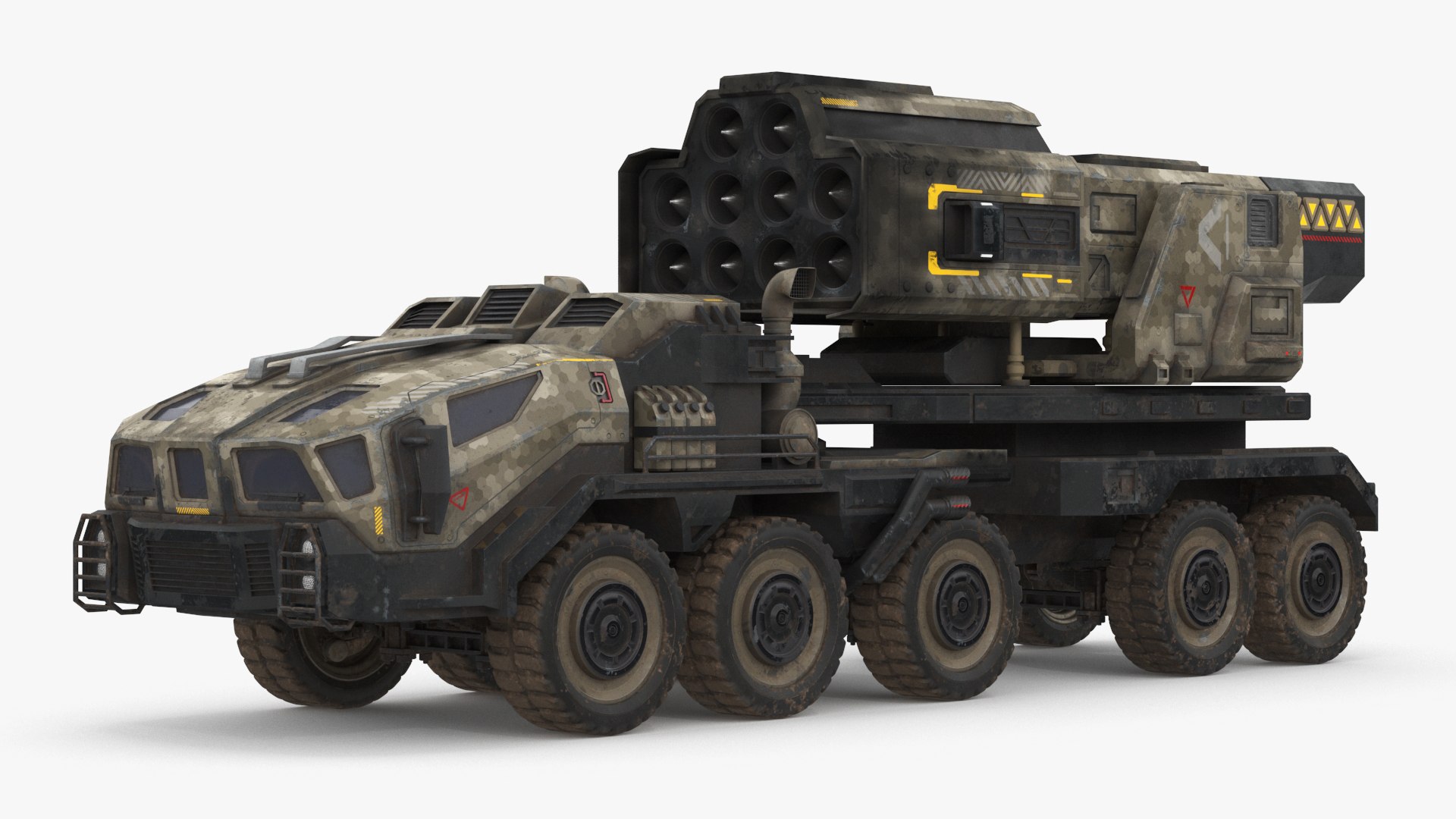 Futuristic Missile Truck Dirty 3D model preview