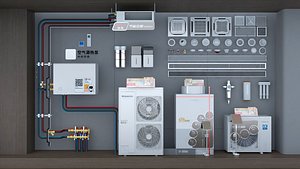 3D model Air conditioner outlet Central air conditioner camera Smoke alarm Water and electricity installation