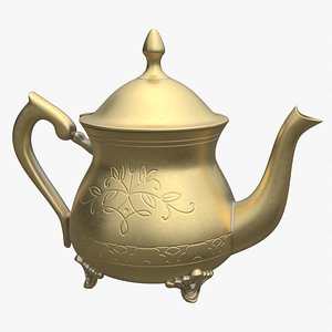 Vintage Brass Teapot 3D model