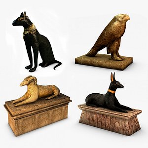egyptian statues 3d max
