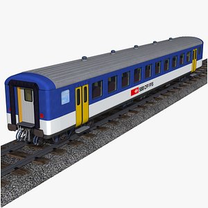 sbb 2nd class passenger wagon - einheitswagen 2 in new design 3D model