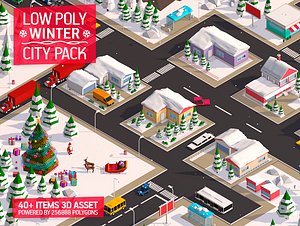 Low Poly Winter Christmas City