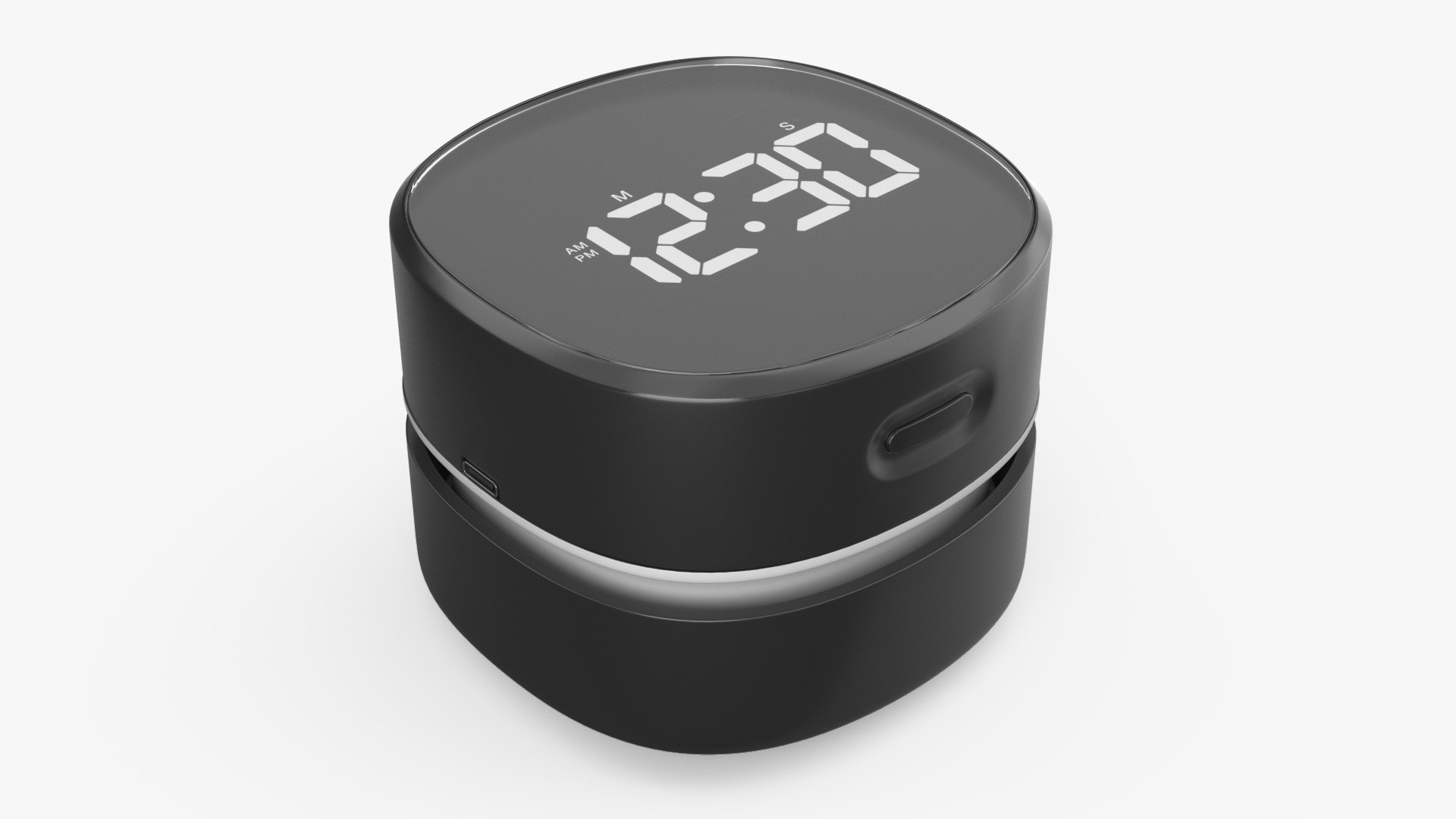 Desktop Vacuum Cleaner with Clock Black 3D model preview