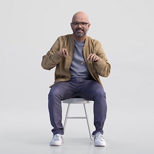 3D People Man Nikhiel 1791 Casual Sitting Eating Cafe Low poly