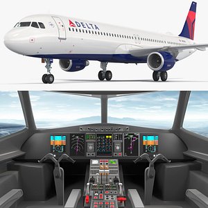 3D model Delta Air Lines Airbus A321 NEO with Interior