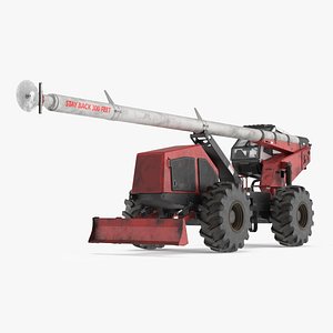 Forestry Boom Saw Trimmer with Wheels Red Rigged 3D model