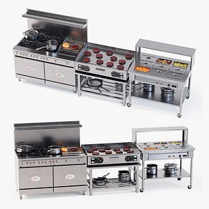3D Commercial Kitchen Set 02