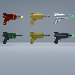 3D Ray gun with 6 textures model