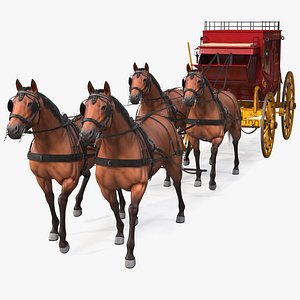 stagecoach horses stage fur 3D model