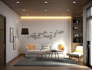 3DS max Model Full Materials + settings Living Room