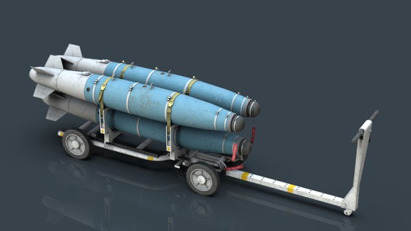 3D USN MHU-191 Bombs Cart with GBU-38 Laser JDAM bombs model