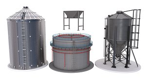 Grain Storage Bins Collection 3D