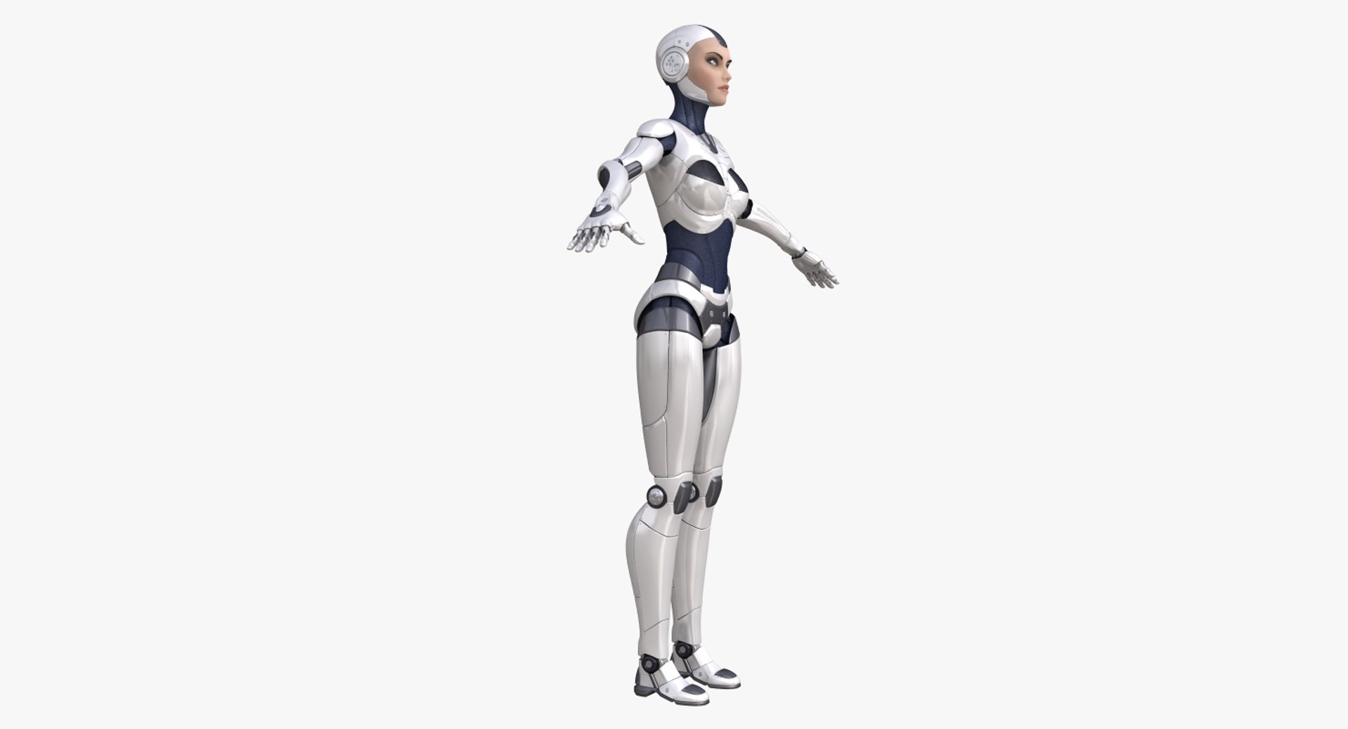 sci-fi female robot 3d model