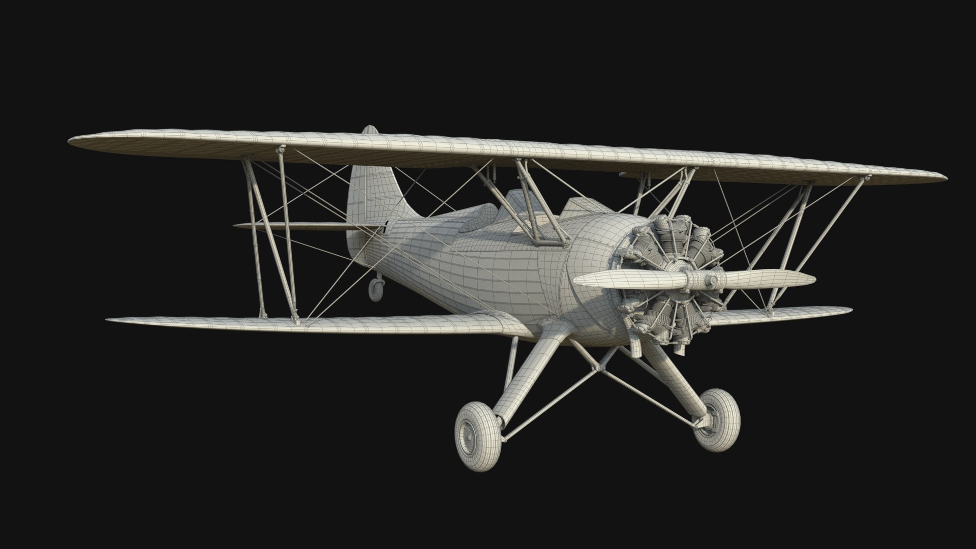 waco upf-7 biplane 3d ma