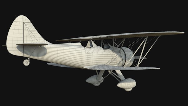 waco upf-7 biplane 3d ma