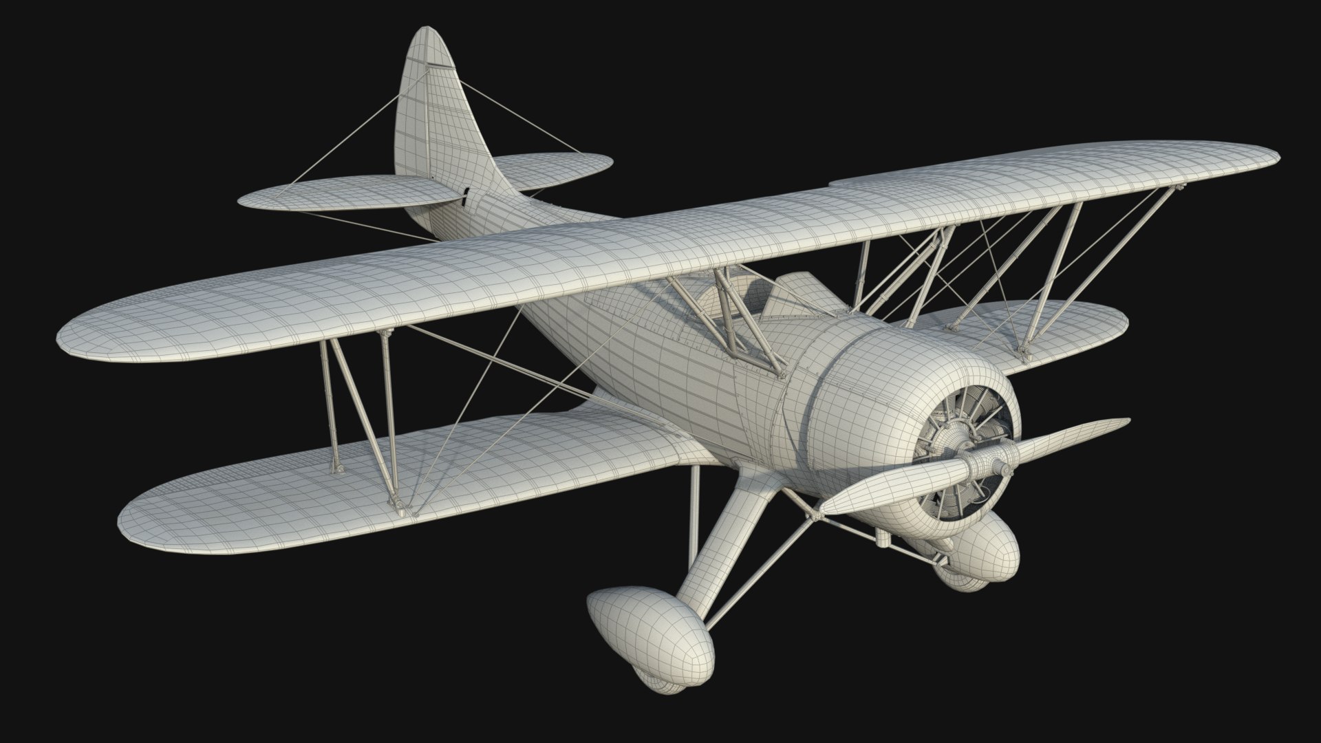 Waco Upf-7 Biplane 3d Ma