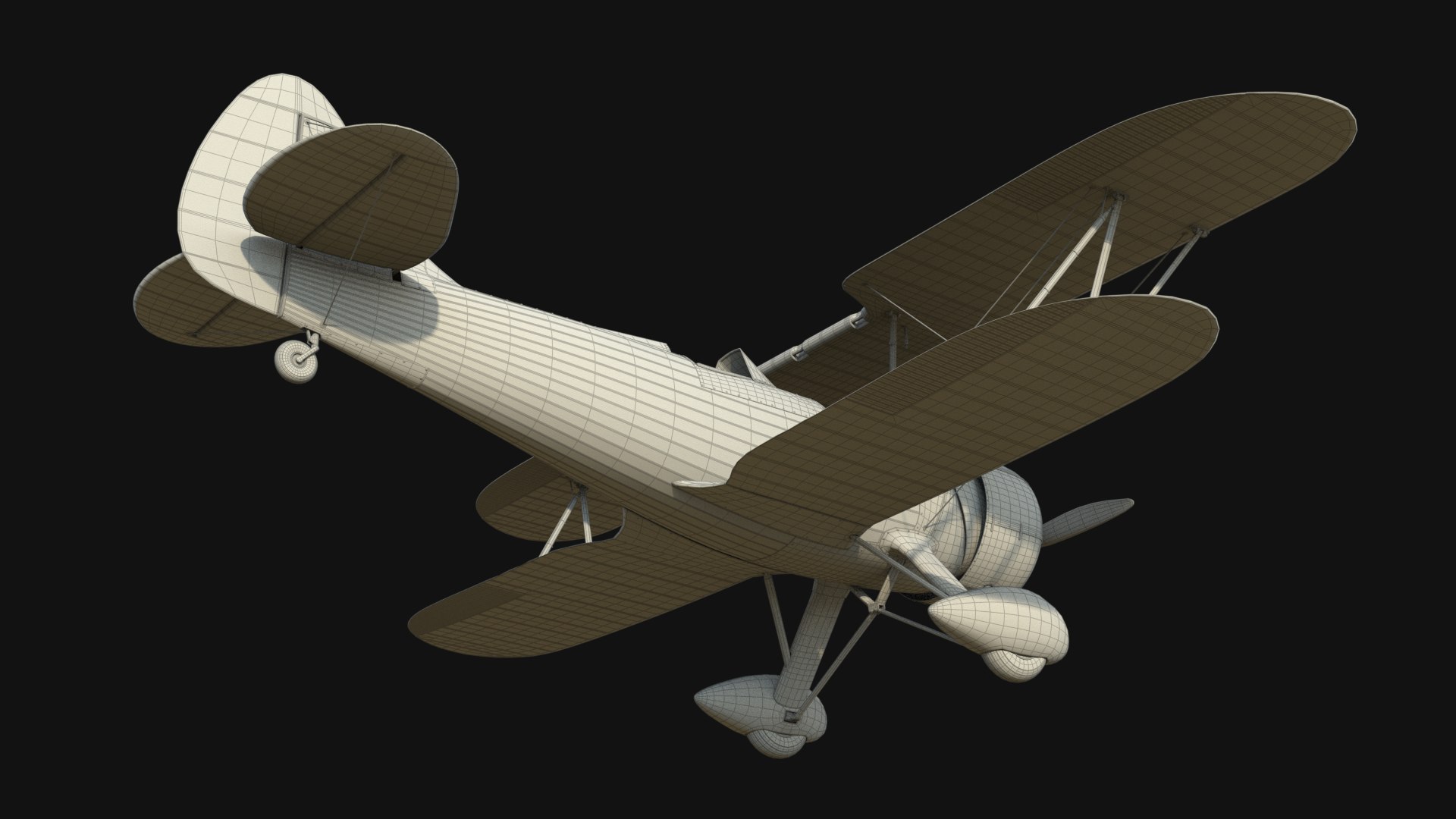 waco upf-7 biplane 3d ma