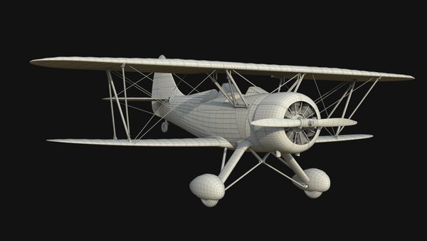 waco upf-7 biplane 3d ma