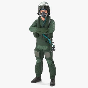 Jet Fighter Pilot Fur Rigged
