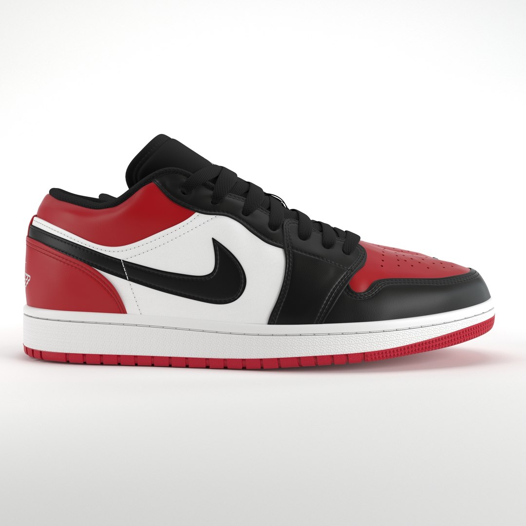 Jordan 1 Low Bred Toe PBR 3D model https://p.turbosquid.com/ts-thumb/fR/kE4OVQ/M6/1.origrgb.0010/jpg/1646351859/1920x1080/fit_q87/b4a6ba60b4d70178e844f948ec680d76c37ddb12/1.origrgb.0010.jpg