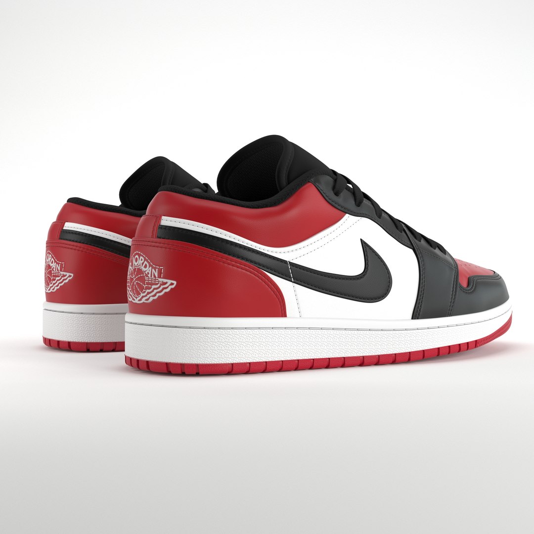 Jordan 1 Low Bred Toe PBR 3D model https://p.turbosquid.com/ts-thumb/fR/kE4OVQ/Oc/1.origrgb.0005/jpg/1646351860/1920x1080/fit_q87/c34fa70f28b1ef94769a493eb81cd6271479c7f5/1.origrgb.0005.jpg