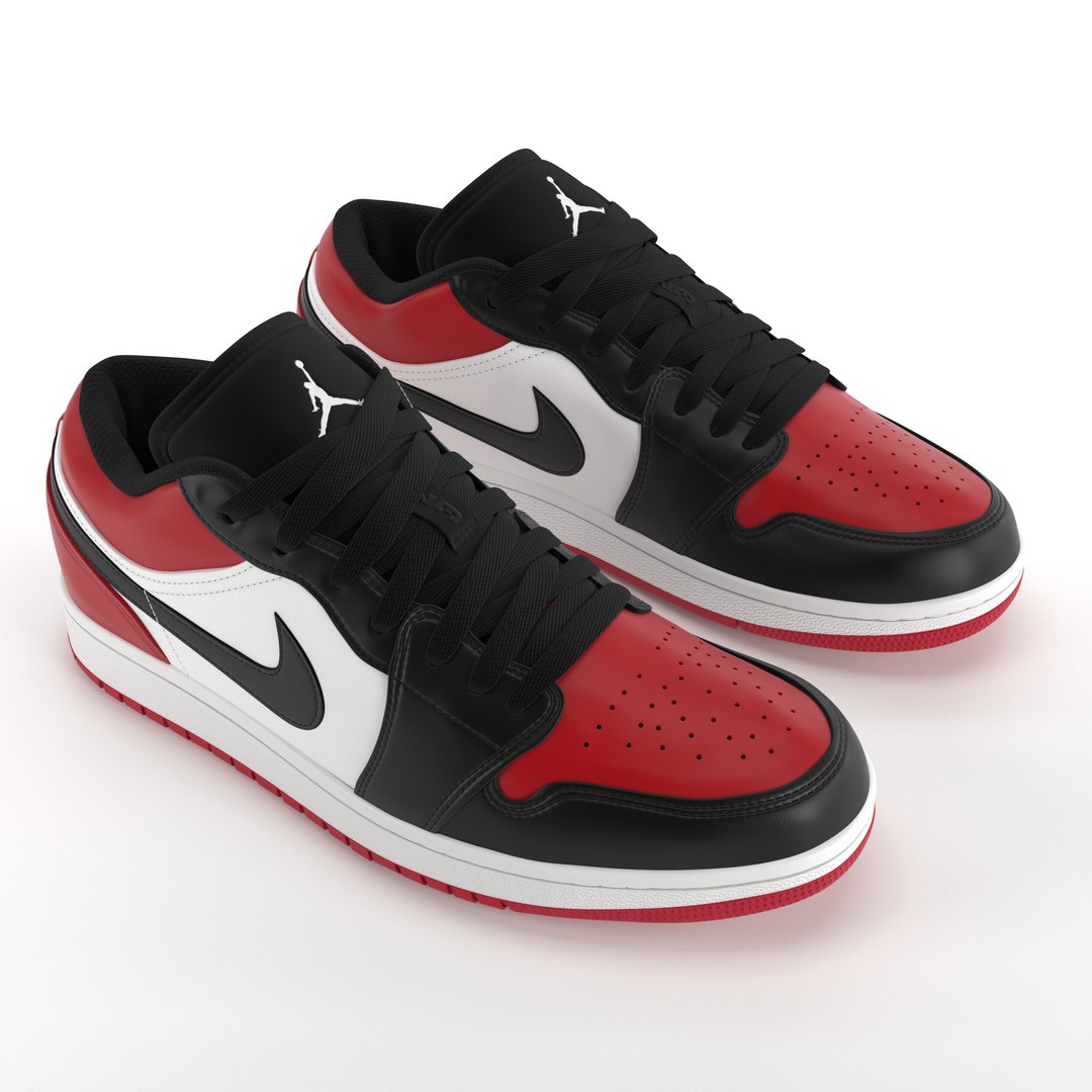 Jordan 1 Low Bred Toe PBR 3D model https://p.turbosquid.com/ts-thumb/fR/kE4OVQ/P5/1.origrgb.0020/jpg/1646351860/1920x1080/fit_q87/bb6fb9ad028574367e5a11c444c6b6dfb7c887f5/1.origrgb.0020.jpg