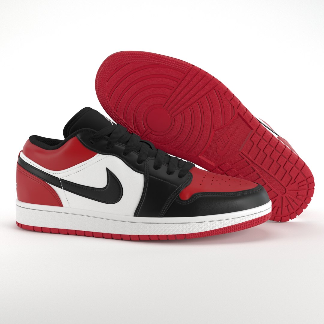 Jordan 1 Low Bred Toe PBR 3D model https://p.turbosquid.com/ts-thumb/fR/kE4OVQ/f7/1.origrgb.0035/jpg/1646351861/1920x1080/fit_q87/5a8167fc1aa36875a8099a098940776fb29ecc5a/1.origrgb.0035.jpg