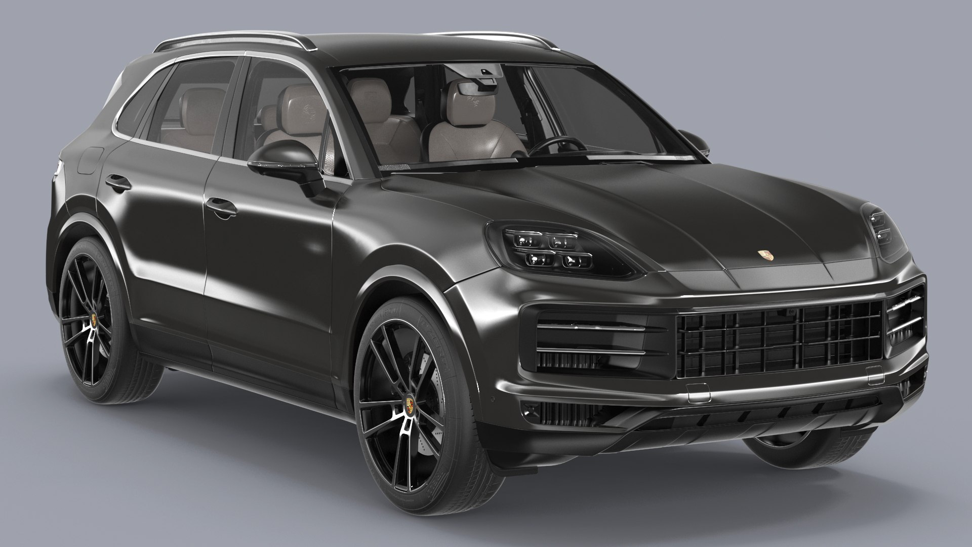 2024 Porsche Cayenne Turbo E-Hybrid Gray 3D model preview