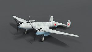 petlyakov pe-2 wwii airplane 3D model