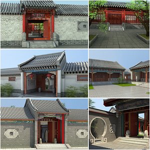 3D Chinese Courtyard House Collection 01