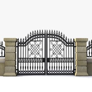 wrought iron gate 3d obj